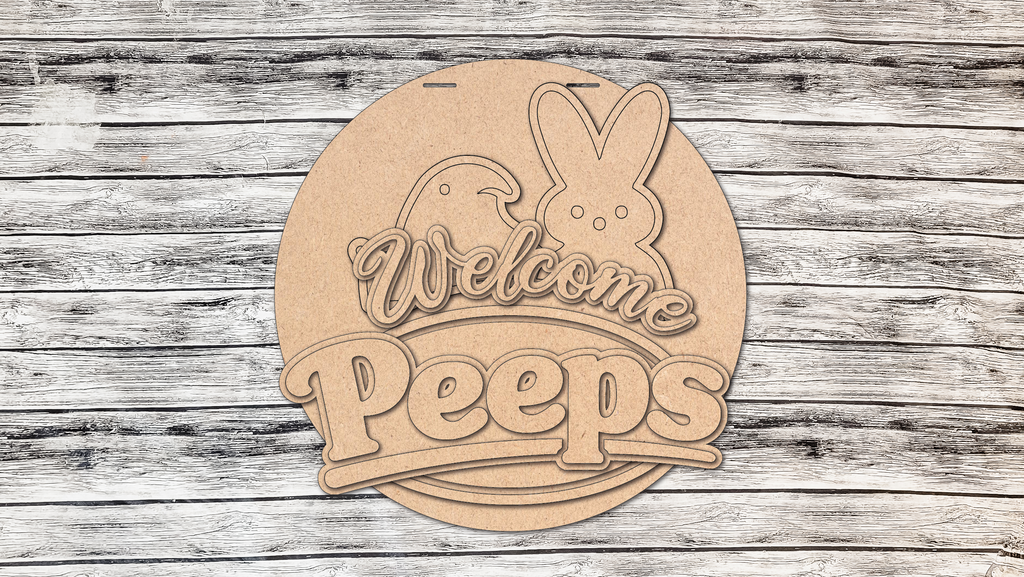 3D Welcome PEEPS Door Hanger DIY Unfinished Kit