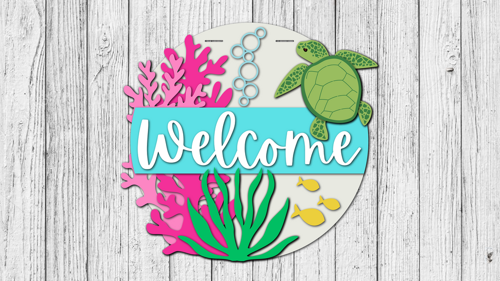 Welcome Sea Turtle Door Hanger - DIY Unfinished Kit - Lvl 2