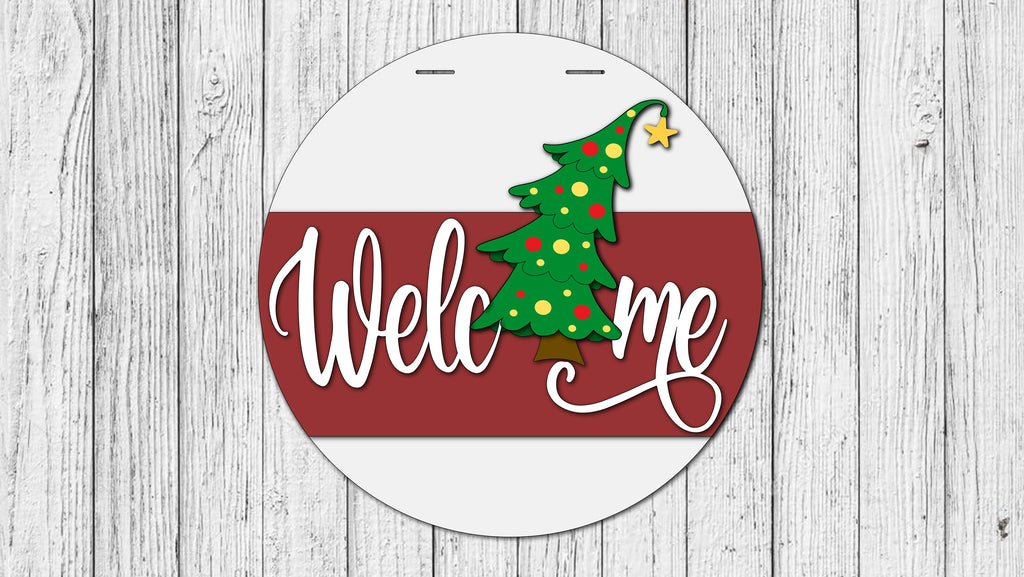 Welcome Xmas Tree Door Hanger - DIY Unfinished Kit - Lvl 1