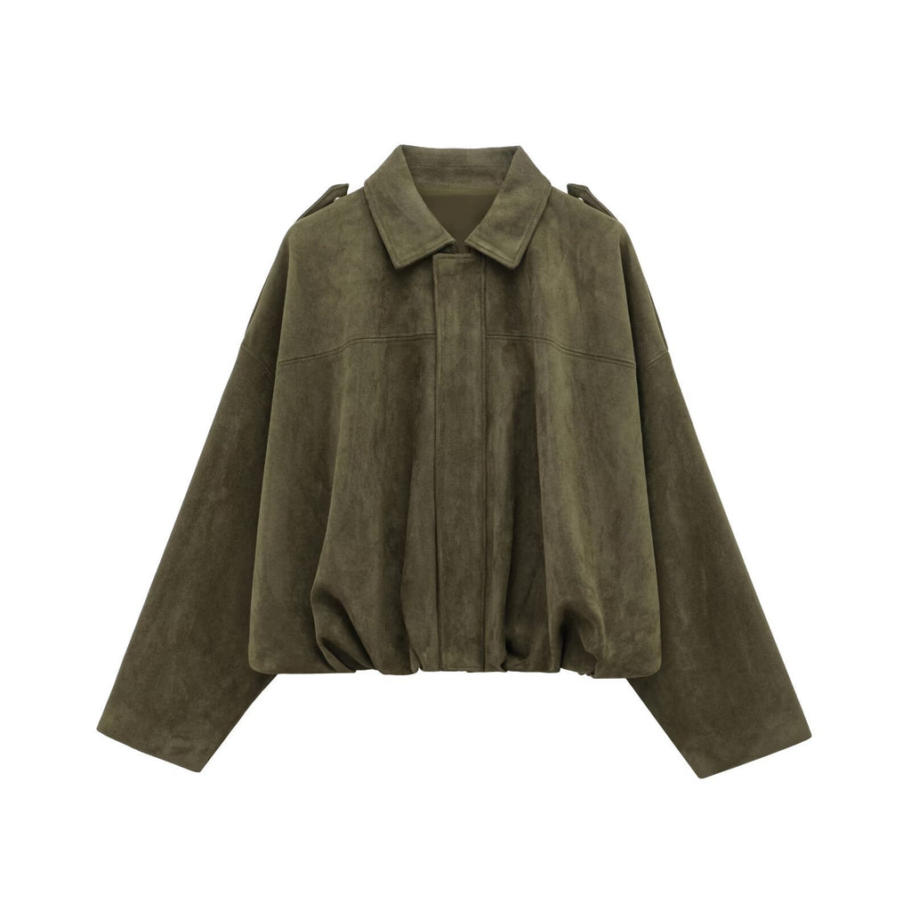Suede Texture Bomber Jacket