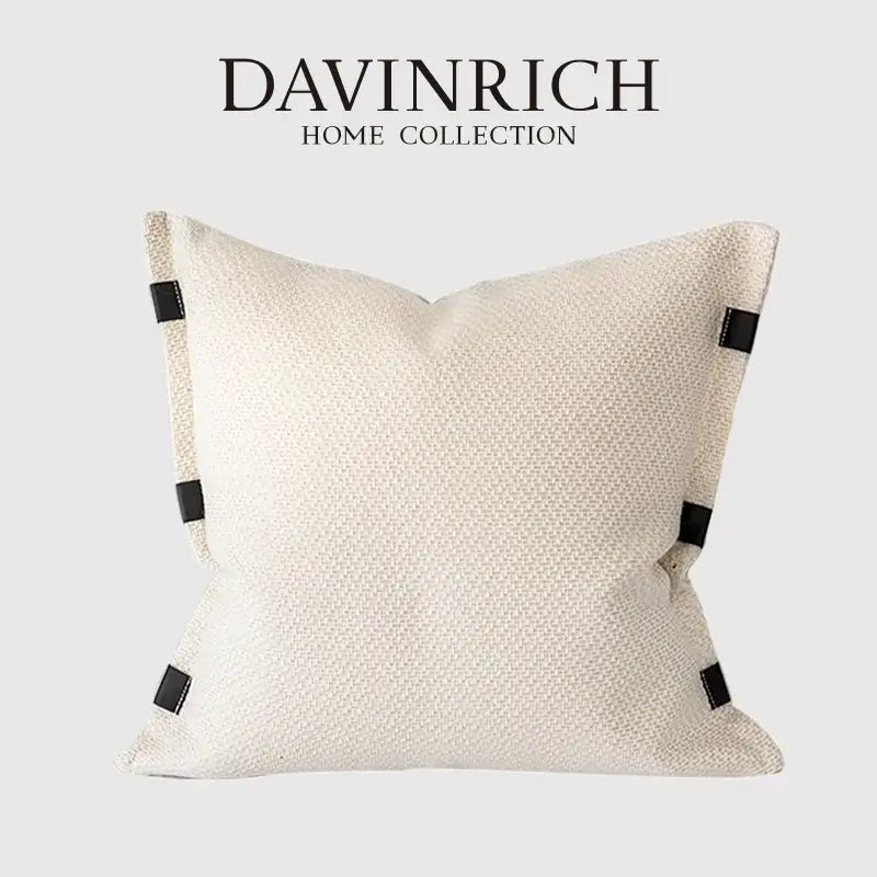 Abstract beige textured pillow cover living room leather accents