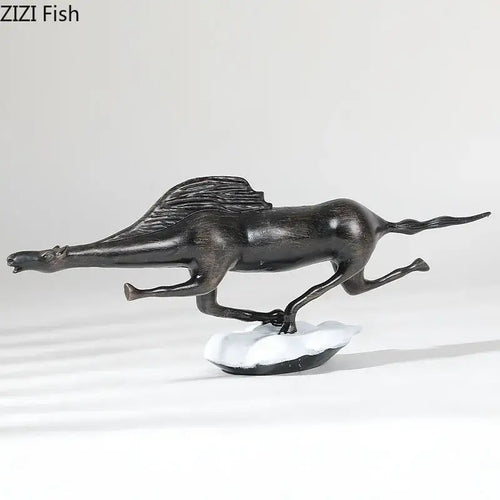 Abstract black cast iron bull statue living room metal decor