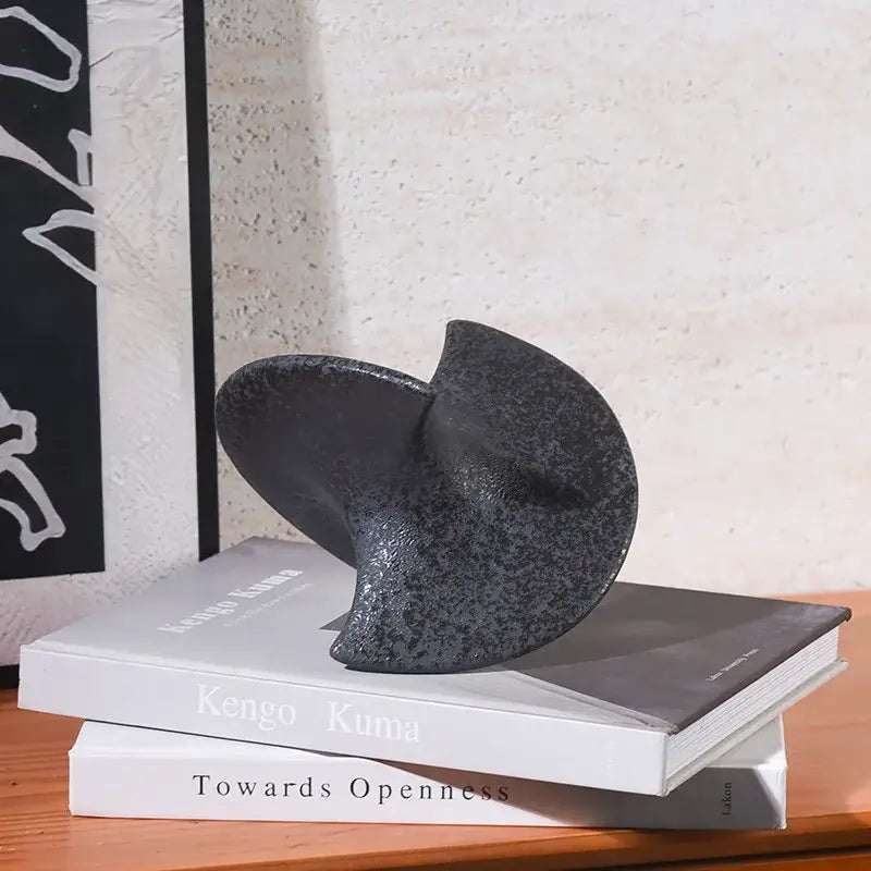 Abstract black glossy geometric ceramic gyroscope ornaments living room