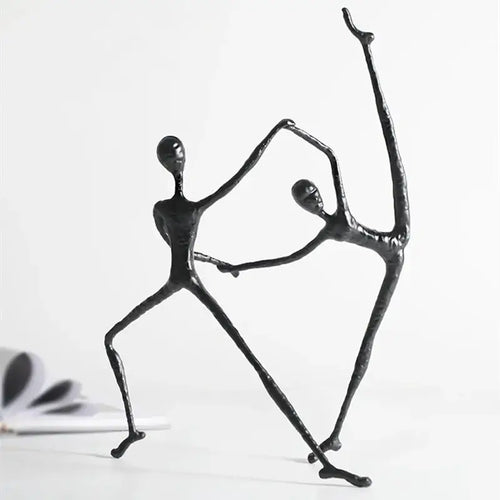 Abstract black metal sports figure sculpture living room decor