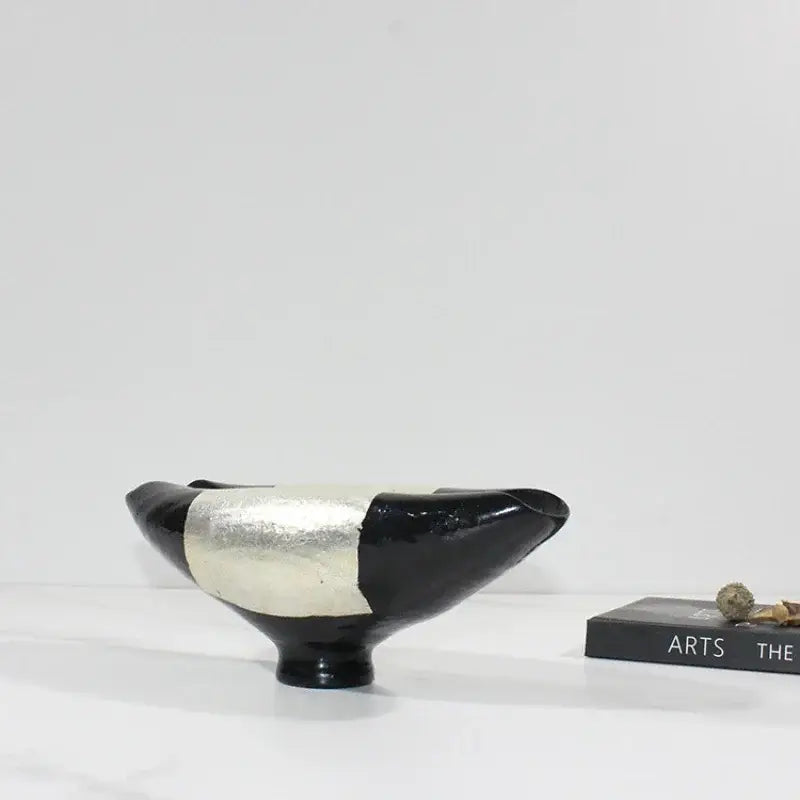 Abstract black & silver decorbites elliptic resin flower pot living room