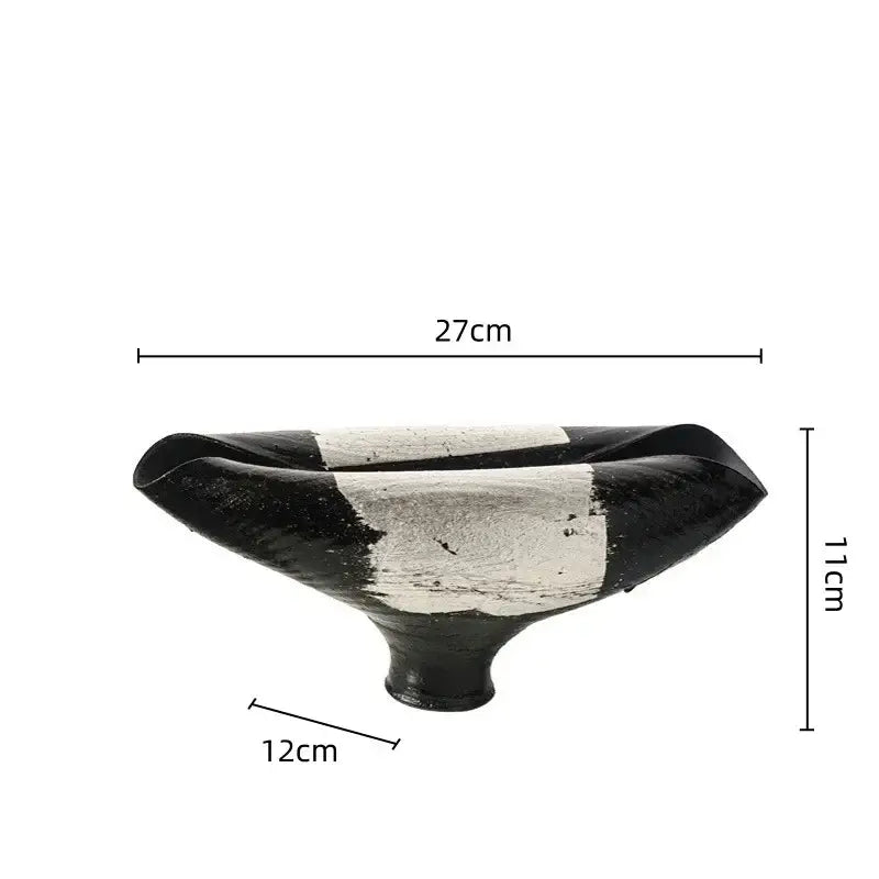 Abstract black & silver decorbites elliptic resin flower pot living room