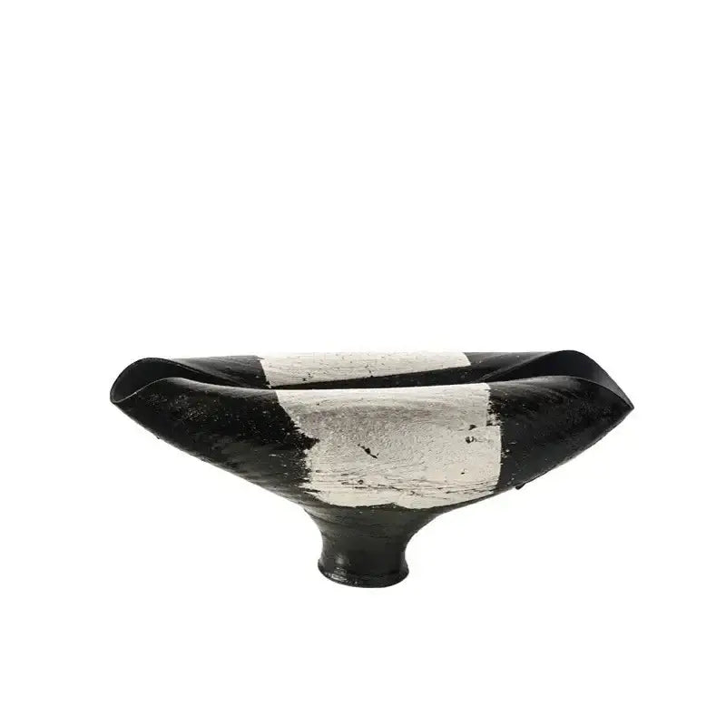 Abstract black & silver decorbites elliptic resin flower pot living room