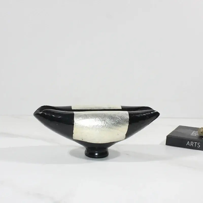 Abstract black & silver decorbites elliptic resin flower pot living room