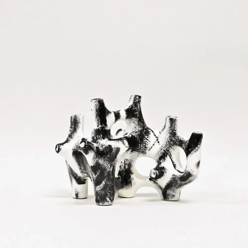 Abstract black & white coral reef piping sculpture living room figurine