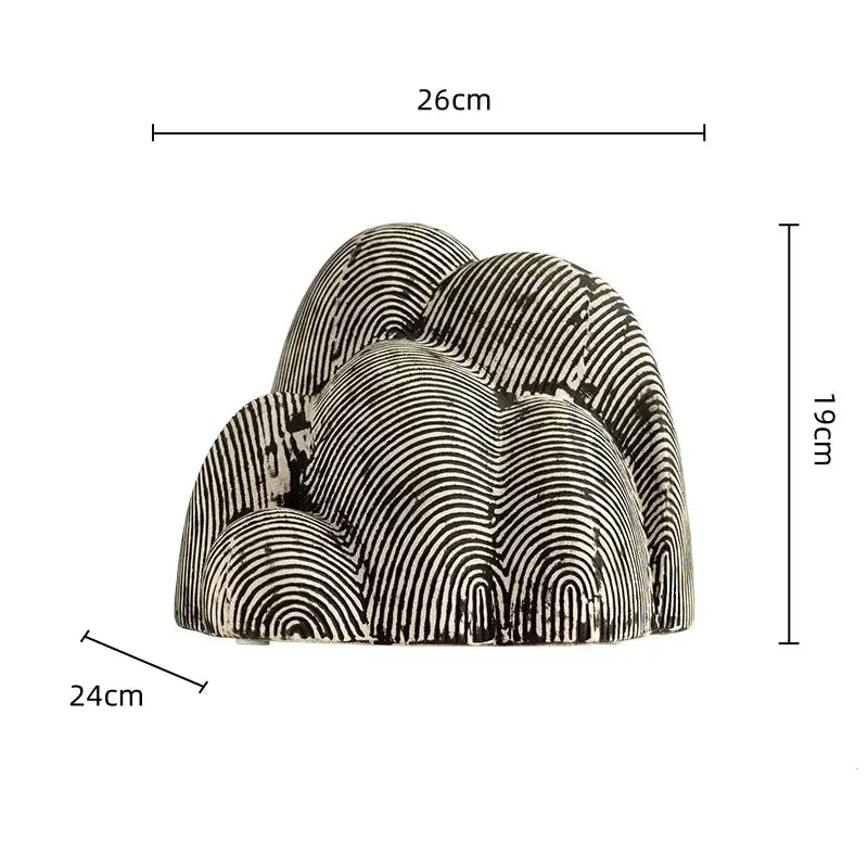 Abstract black & white geometric stone rockery – living room sculpture