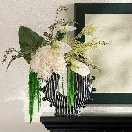 Abstract black & white graffiti ceramic vase living room decor