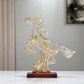 Abstract blue & gold crystal horse statue living room decor