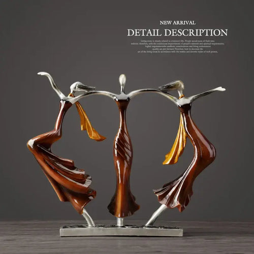 Abstract bronze dancing couple sculpture living room decor statuette