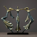 Abstract bronze dancing couple sculpture living room decor statuette
