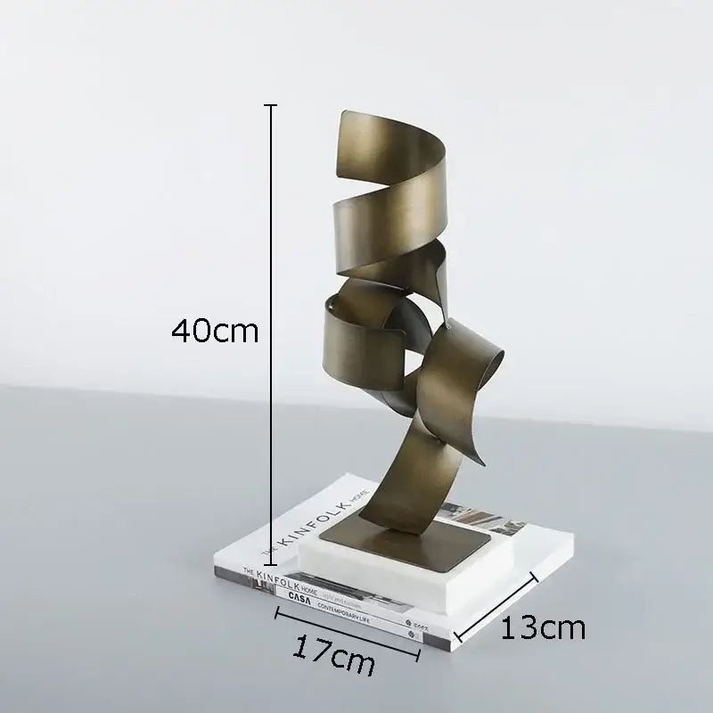 Abstract bronze irregular crimp metal sculpture living room decor