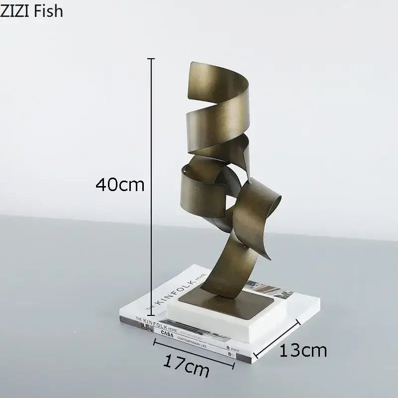 Abstract bronze irregular crimp metal sculpture living room decor
