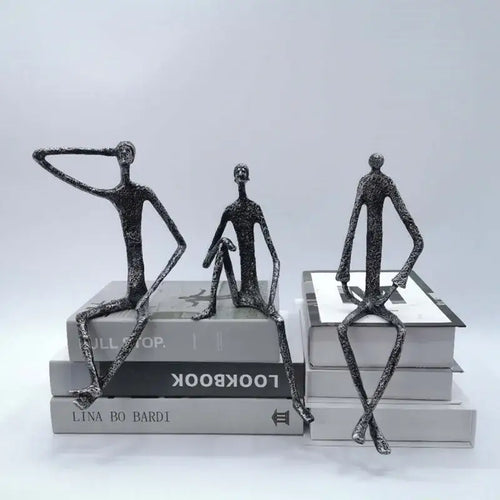 Abstract bronze metal human sculpture set living room decor