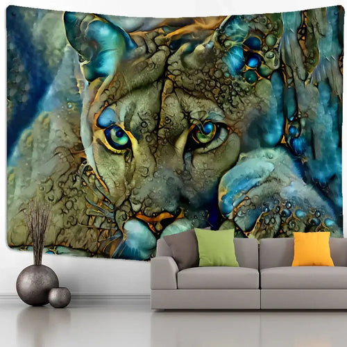 Abstract colorful tiger oil painting tapestry bedroom wall decor