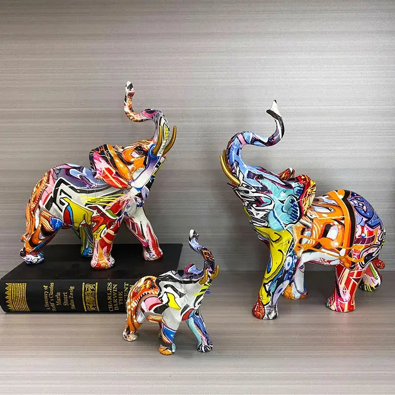 Abstract geometric elephant resin art statue living room decor