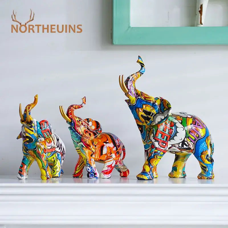 Abstract geometric elephant resin art statue living room decor