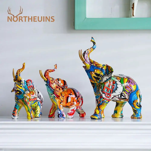 Abstract geometric elephant resin art statue living room decor