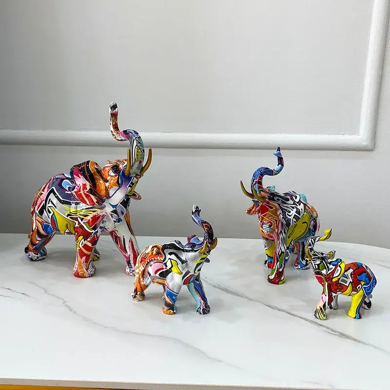 Abstract geometric elephant resin art statue living room decor