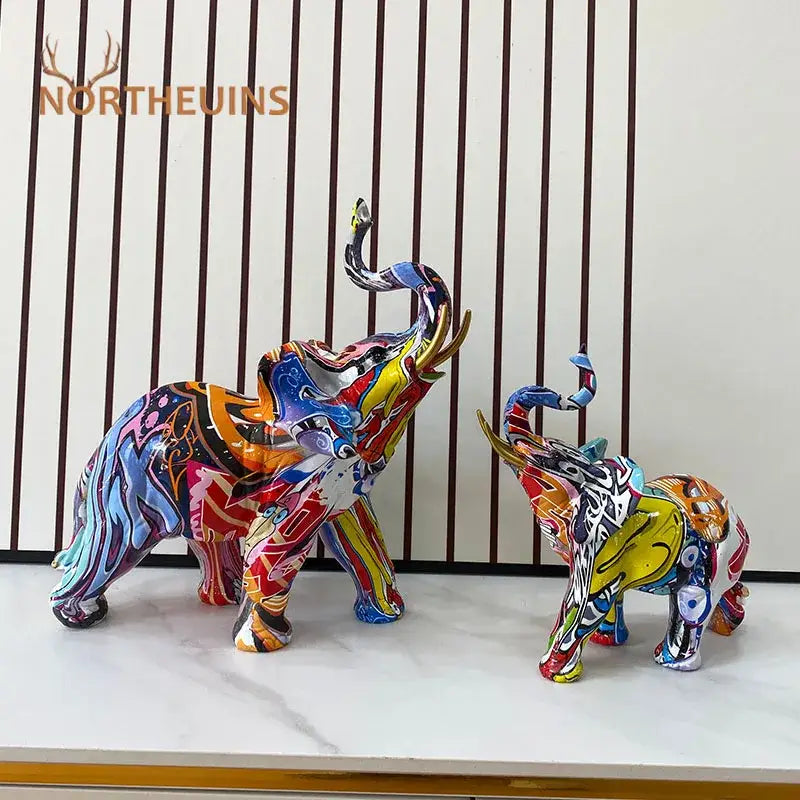 Abstract geometric elephant resin art statue living room decor