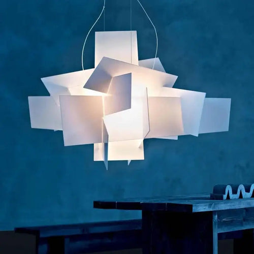 Abstract geometric white & gold pendant lamp living room art decor