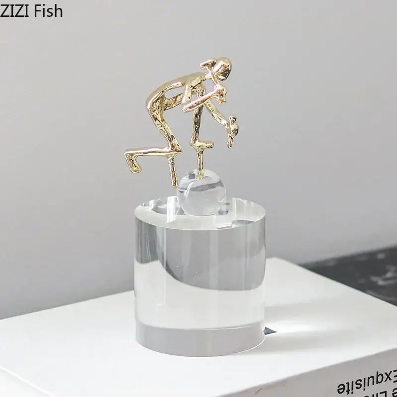 Abstract gold intertwined figures desk decor – living room sculpture