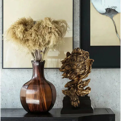 Abstract gold lion resin sculpture figurine living room decor