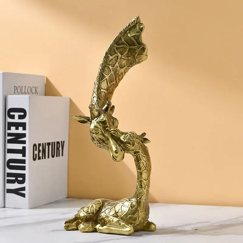 Abstract gold resin giraffe figurines living room decor ornament