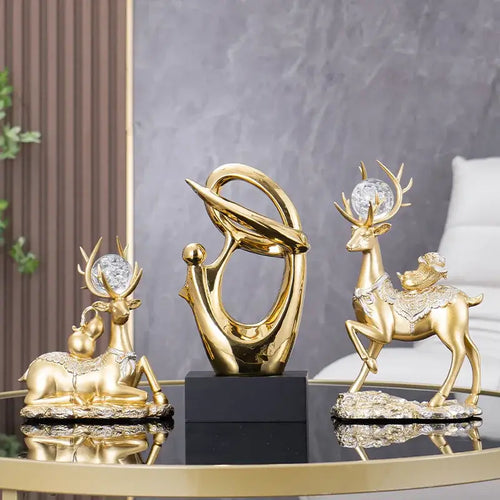 Abstract gold & silver human decorative figurine living room art