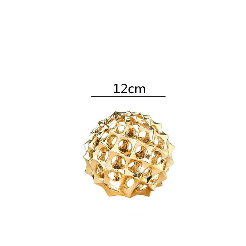 Abstract golden metal hollow ball spike ornaments living room decor