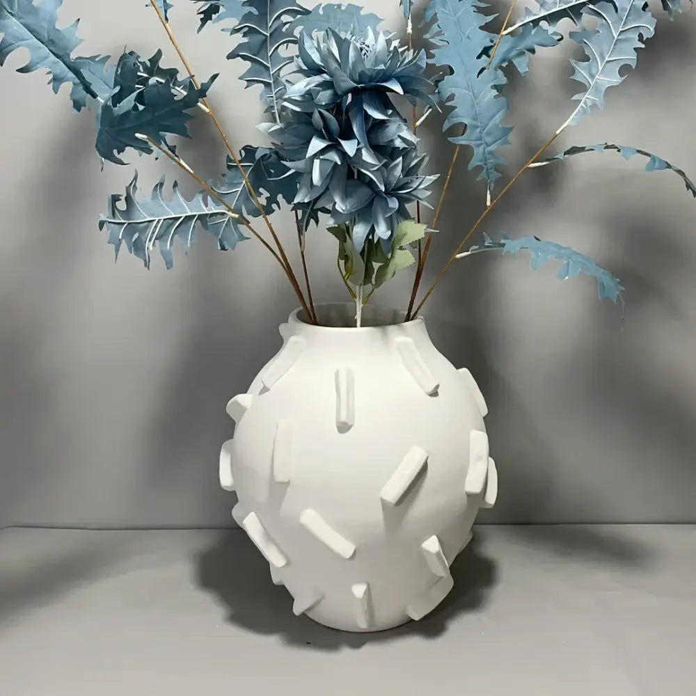 Abstract green & beige geometric block vase living room decor