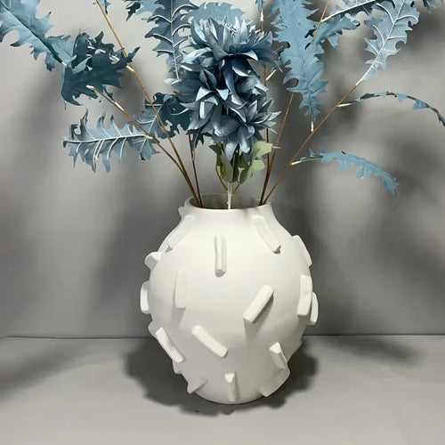 Abstract green & beige geometric block vase living room decor