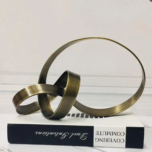 Abstract knot golden metal sculpture living room decor