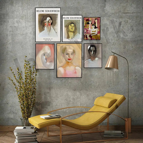 Abstract vintage exhibition poster set living room framed art prints