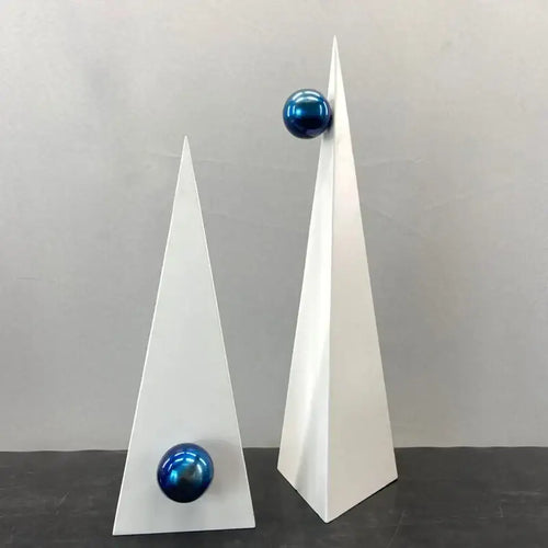 Abstract white and blue geometric triangle ornaments living room decor