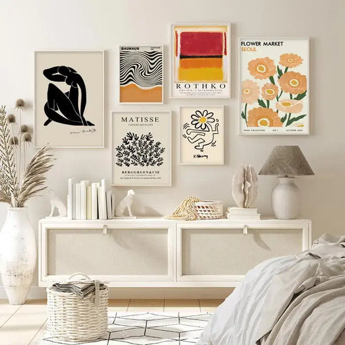 Abstract yayoi kusama wall art – living room framed flower prints