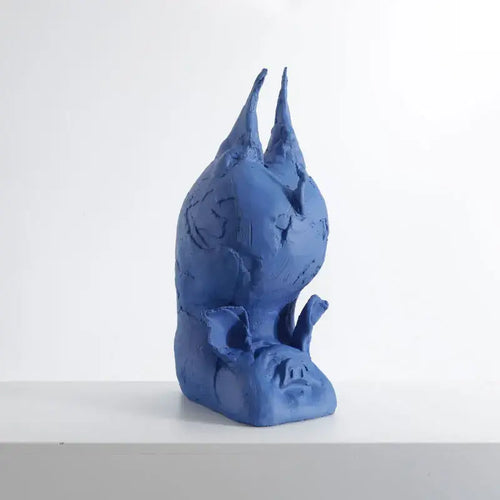 Abstract yellow & blue cartoon pig handicrafts bedroom decor figurines