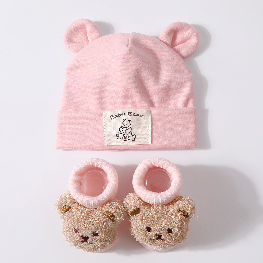 Baby Rabbit Ear Cap and Knitted Socks Set