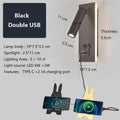 Adjustable black brass wall lamp with usb port for bedroom