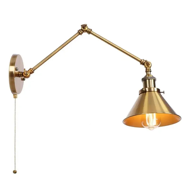 Adjustable brass gold long arm wall sconce bedroom reading light