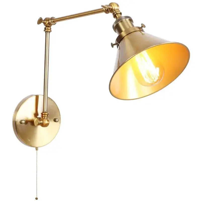 Adjustable brass gold long arm wall sconce bedroom reading light