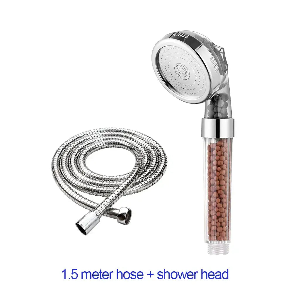 Adjustable high pressure shower head with filter beads for bathroom