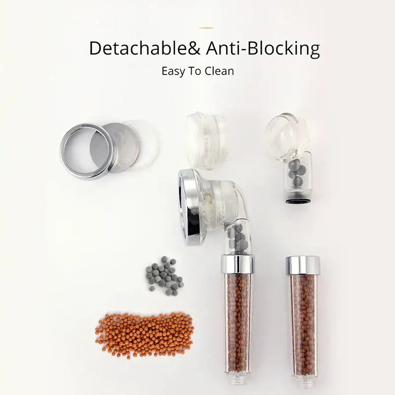 Adjustable high pressure shower head with filter beads for bathroom