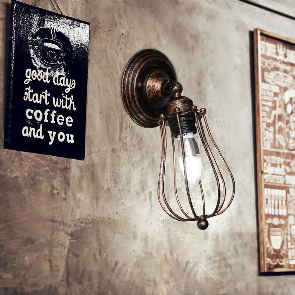 Adjustable industrial wall light in bronze for bedroom and hallway