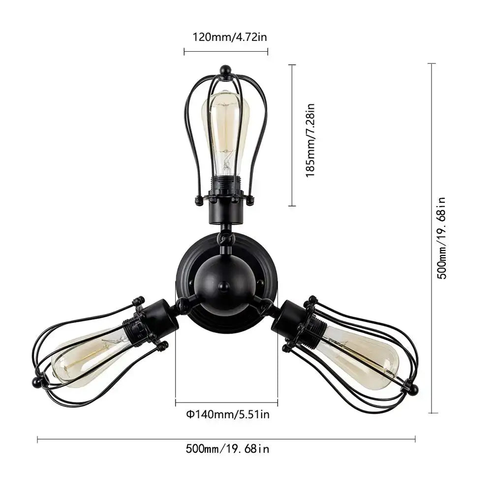 Adjustable industrial wall light in bronze for bedroom and hallway