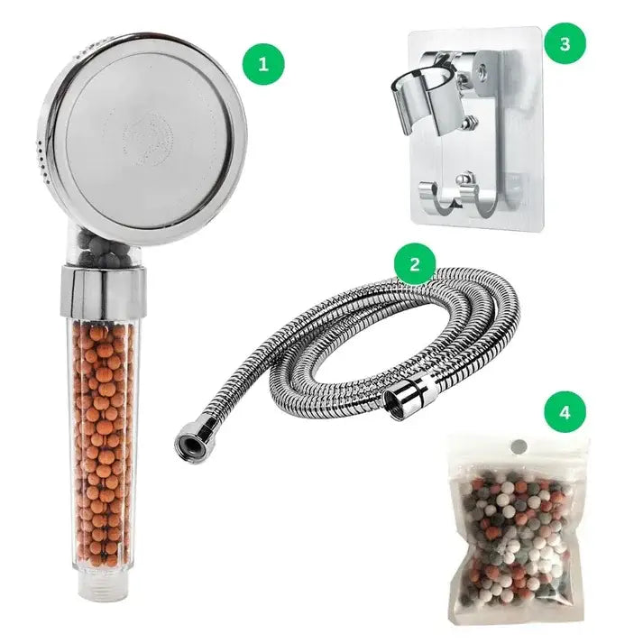 Adjustable jetting shower head bathroom high pressure filtered beads