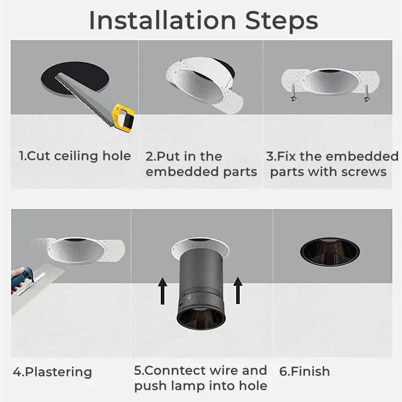 Adjustable white recessed led ceiling downlight for living room